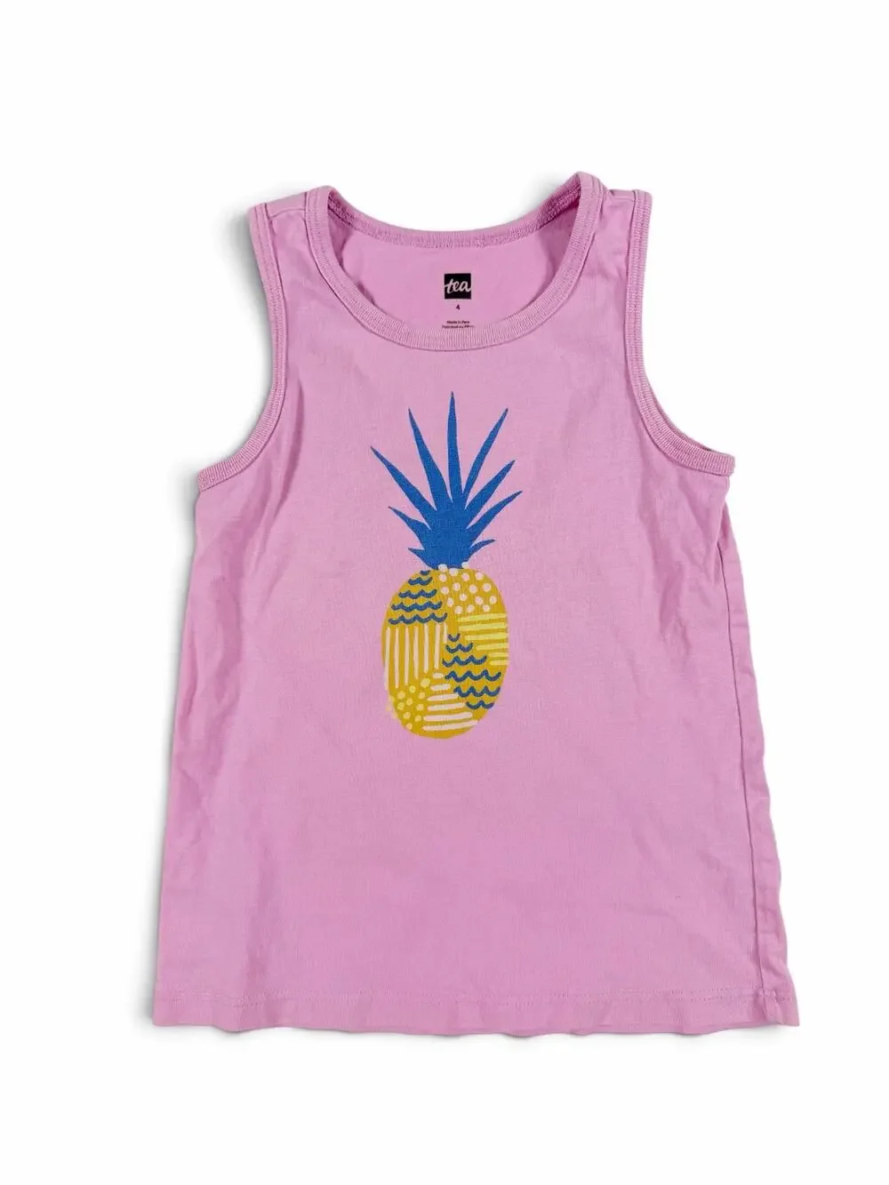 Tea Collection Pineapple Graphic Tank Top Pink Girls Size 4